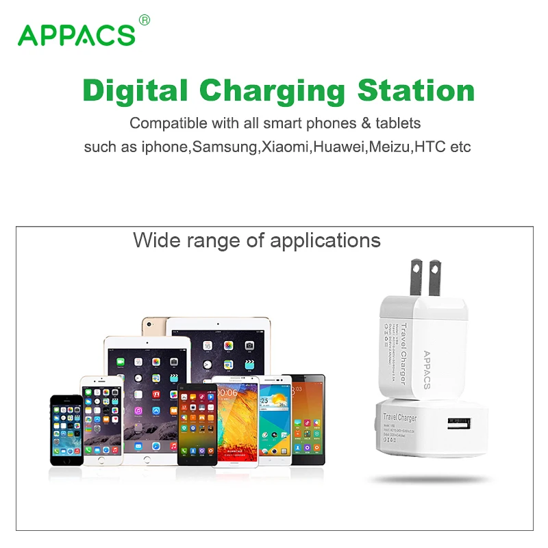 APPACS 5V 2.1A Смарт путешествия USB зарядное устройство адаптер стены Портативный США