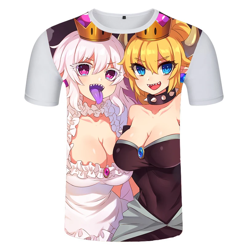 Аниме футболка Boosette Bowsette с бантом принтом милые для косплея коротким рукавом
