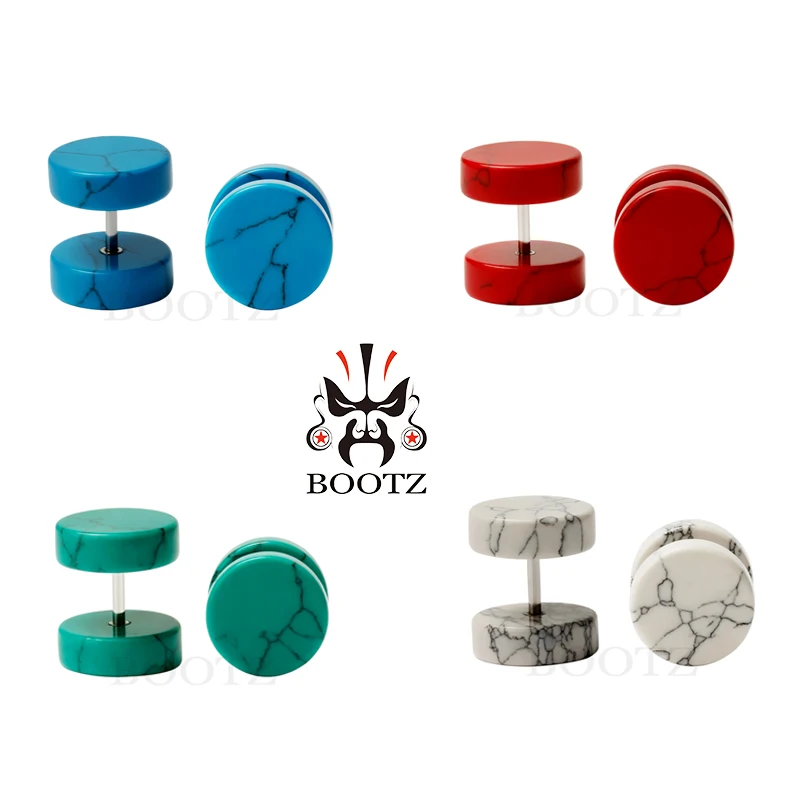 

Wholesale Price Stone Mix 4 Colors Fake Ear Plugs Tunnel Gauges Piercing Earrings Studs Body Jewelry Expanders Stretchers 20PCS