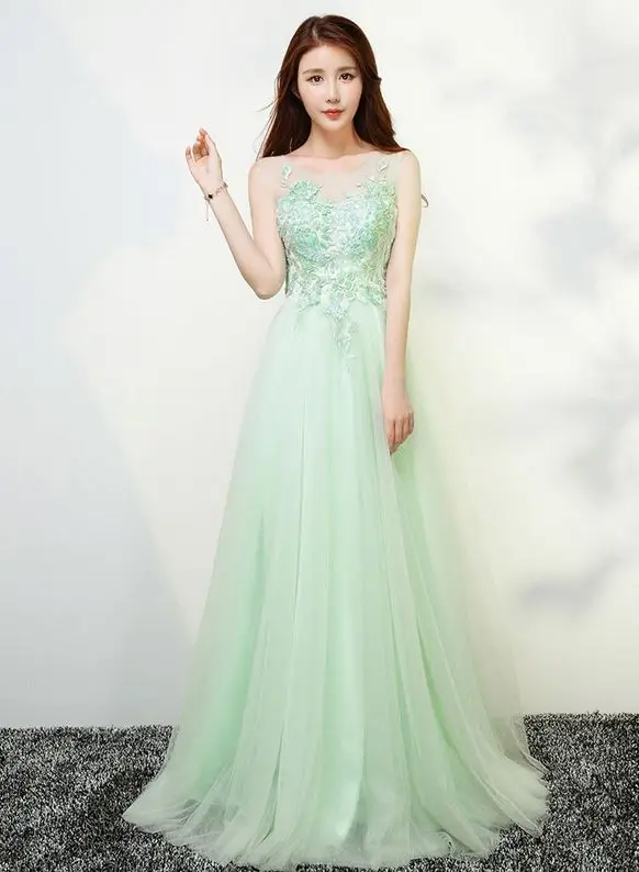 Vestido dama de honor boda2019 новое платье подружки невесты из тюля с открытой спиной и кристаллами Алина мятно-зеленого цвета длинное платье abiti damigelle - Цвет: mint green