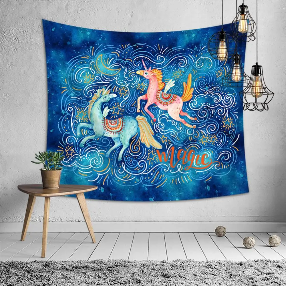 Радуга Единорог настенный гобелен для взрослые покрывала пляжные Полотенца Wall Art