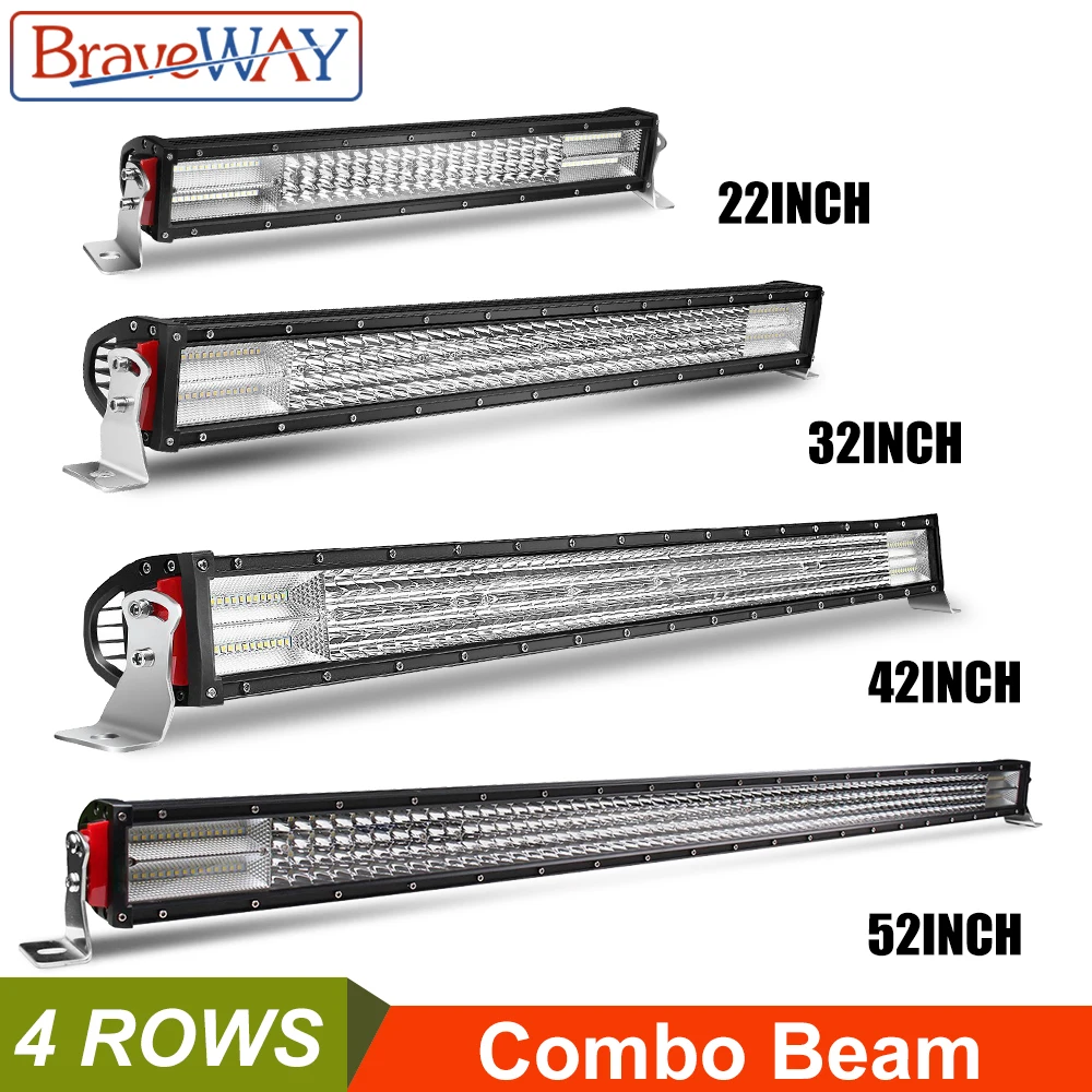 Braveway 384W 564W 744W 924W 4 ряда светодиодный бар для автомобилей Грузовик Трактор Лодка