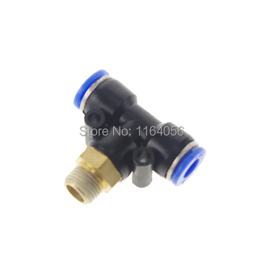

LOT10 Pneumatic Push In Tube Fitting Branch T Union 8mm to Center Male 1/4" BSP