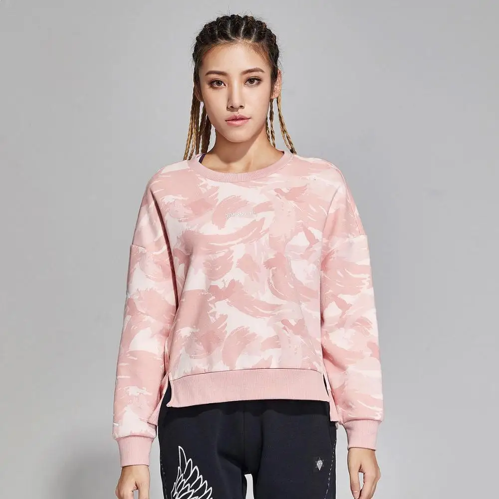 Li-Ning женский трендовый свитер, теплый флис, свободный крой, 66% полиэстер, 34% хлопок, подкладка, спортивные топы, толстовки AWDN808 WWW989