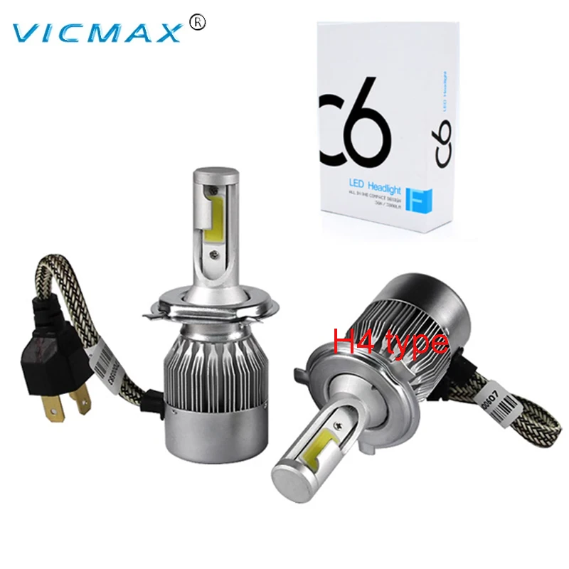 Vicmax светодиодные фары автомобиля C6 H7 H4 H1 H3 H8/H11 HB3/9005 HB4/9006 9012 9007 h13 6000 К 72 Вт 7600LM все в