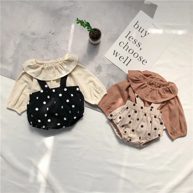 Детский летний комбинезон в горошек с оборками и принтом|Комплекты одежды для