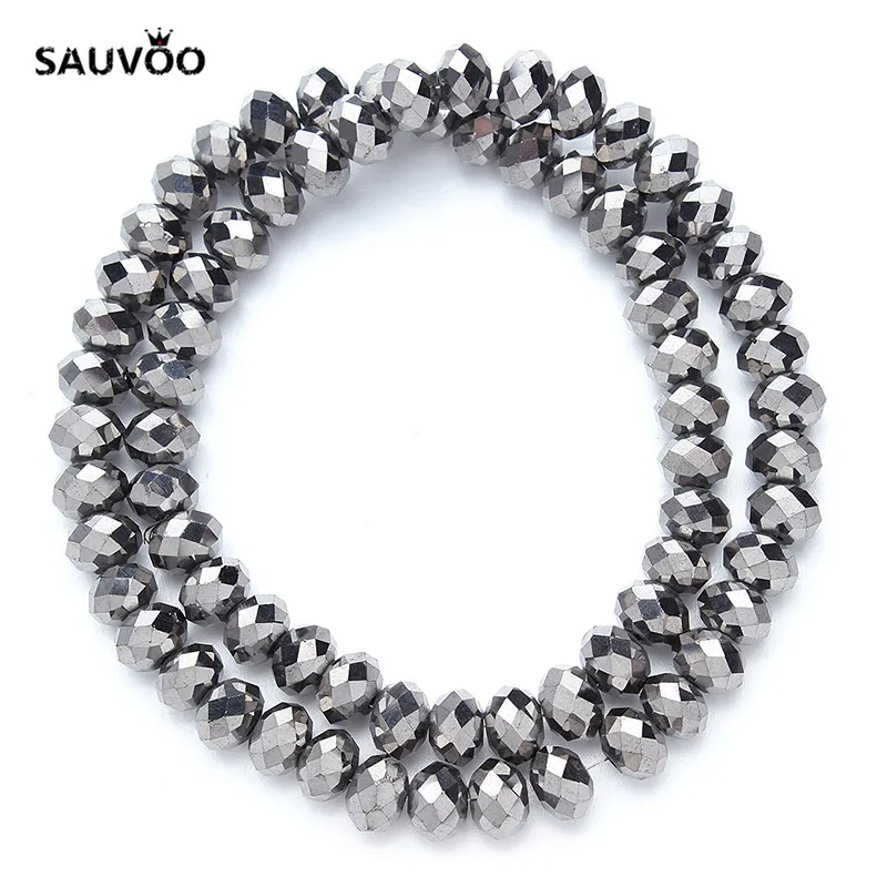 SAUVOO 2 нити серебряные золотые фиолетовые блестящие граненые стеклянные