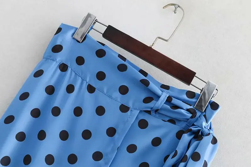 Модная атласная юбка в горошек Женская 2019 летняя Высокая талия высокая Уличная