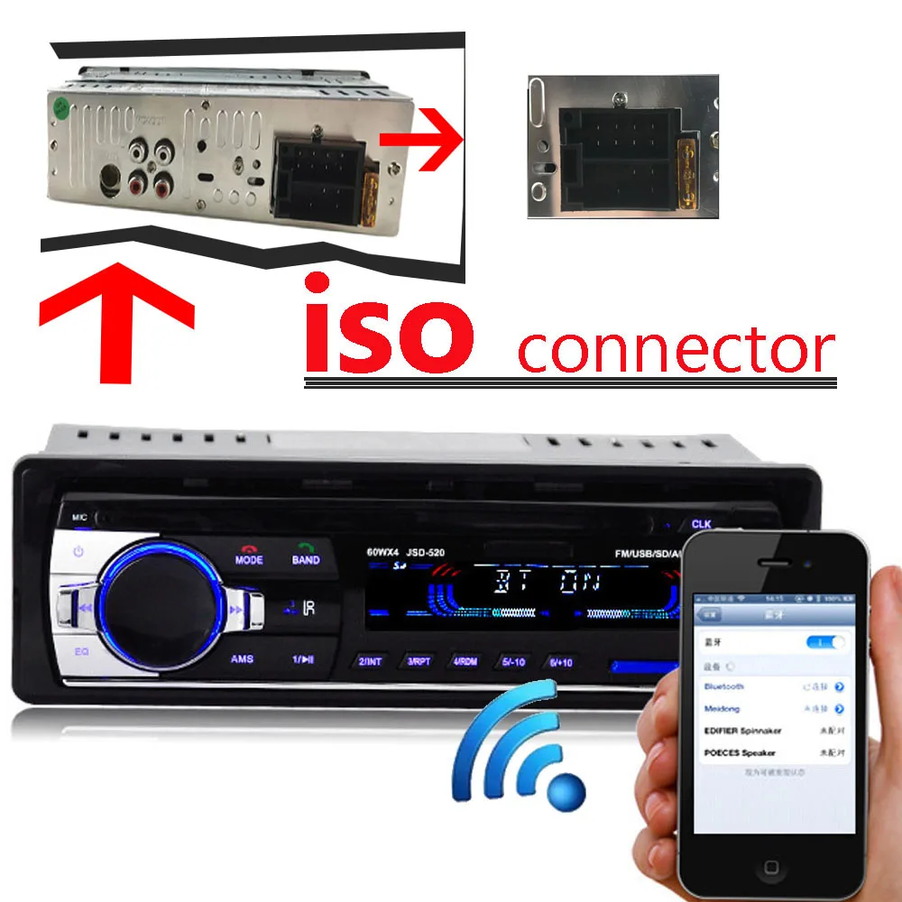Цифровой Bluetooth автомобилей Радио стерео аудио музыки FM USB SD карты с в тире слот AUX