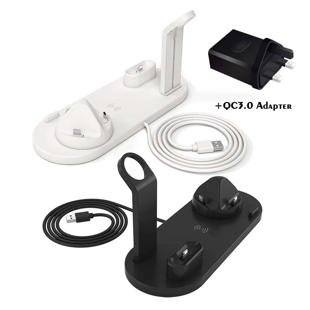 Великобритания FDGAO зарядная станция Док-станция для iPhone X XR XS Max 8 7 6 plus Apple Watch Airpods Беспроводная зарядная подставка 10 Вт быстрая зарядная подставка - Тип штекера: Великобритания