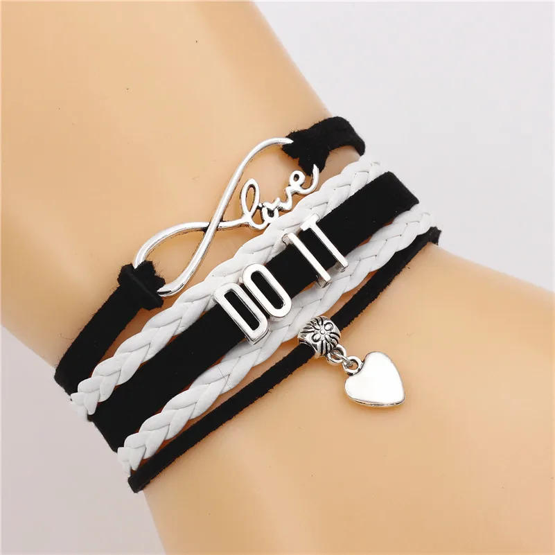 Сделать это многослойный браслет бесконечной любви милое сердце Шарм кожаные браслеты ручной работы панк вдохновляют ювелирные изделия для бойфренда героя