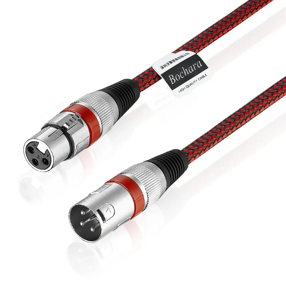 Кабель Bochara XLR штекер гнездо M/F 3 контактный разъем фольга + Плетеный Экранирование