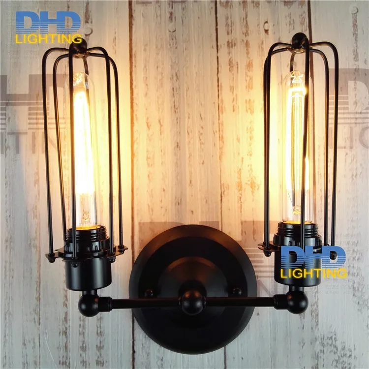 Железная клетка с двумя ручками лидер продаж винтажные Настенные светильники в