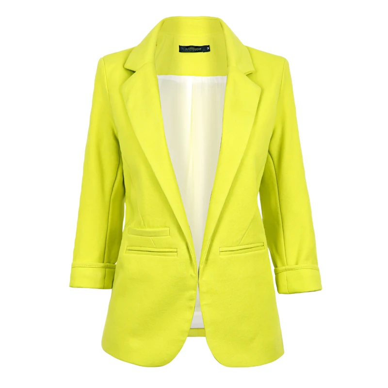Осень 2017 г. 9 Цвета тонкий fitpjs Блейзер Куртки зубчатый офисные Open Front Blazer наряды