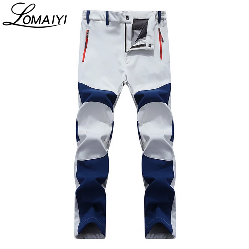 

LOMAIYI NEW Men's Winter Casual Pants Men Fleece Lining Sweatpants Breathable Warm Mens Trousers Black Zipper Pants,AM201