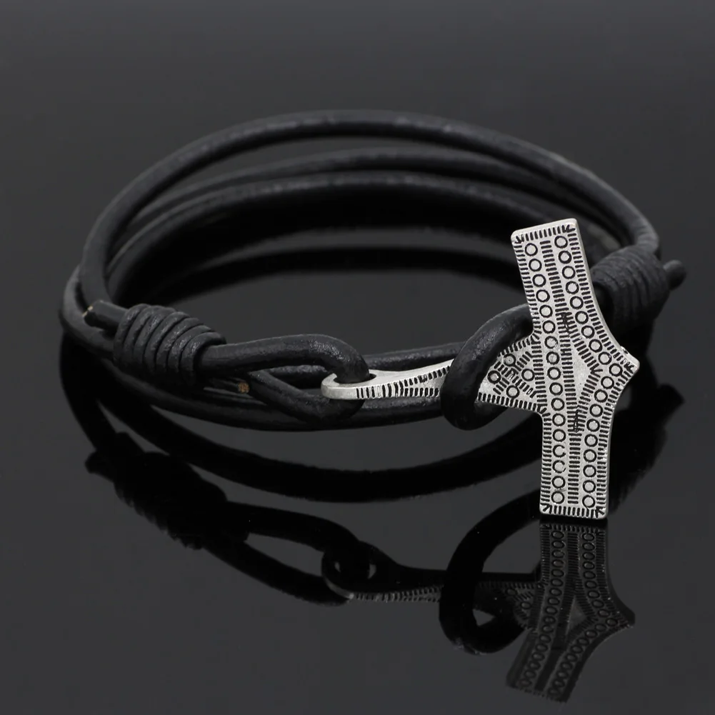 Youe сиял из натуральной кожи Регулируемый Викинг норвежский Odin Thors Mjolnir Hammer мужской s браслет для мужчин