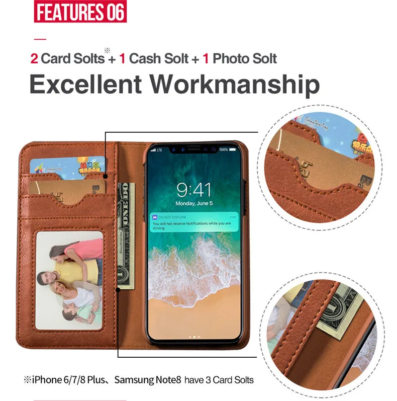 Для iphone XS MAX чехлы-бумажники для XR чехол телефона роскошный кожаный съемный Новый