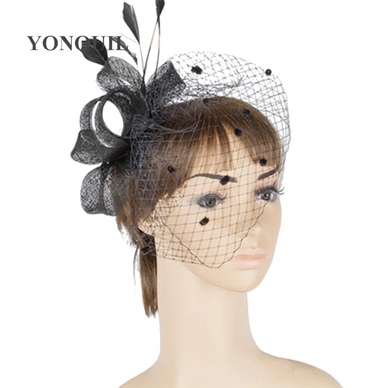 Гламурный материал sinamay Свадебная вуалетка головной убор красный фотостудия