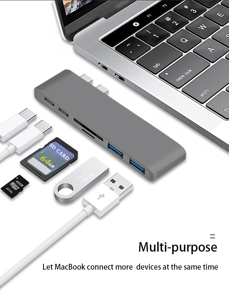 6 в 1 USB концентратор типа C Мульти конвертер с 3 0*2 SD TF PD Type c порт для APPLE MacBook Pro2018/2017