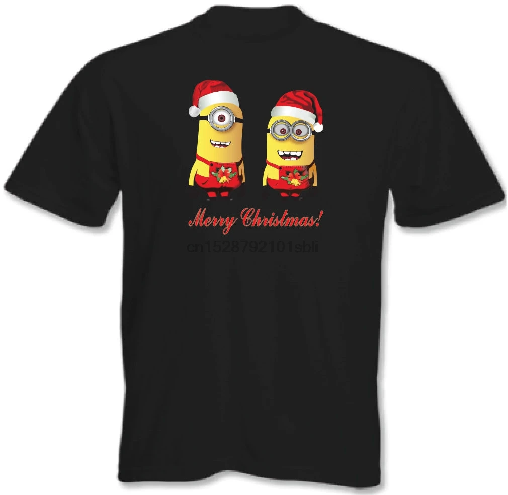 С Рождеством! Мужская забавная футболка с миньонами Рождественский подарок 3XL 4XL
