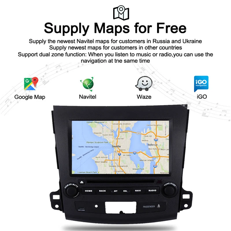 Android 8 0 автомобильный DVD кассетный плеер recoder GPS навигация для Mitsubishi Outlander 2006 2012 Citroen