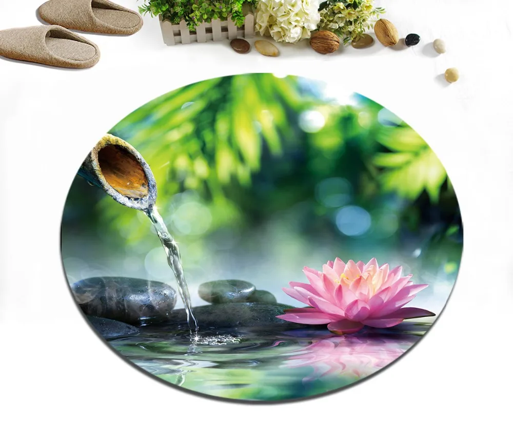 LB Zen черные камни лотос на озере ковры для детской спальни гостиной коврики дома