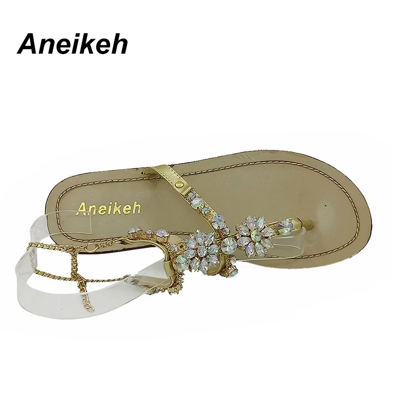 Aneikeh/2021 новые богемные женские босоножки на плоской подошве с украшением в виде