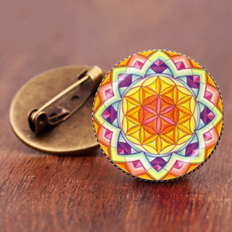 Женская Винтажная брошь SUTEYI большая брошь-значок в виде цветка мандалы для йоги |