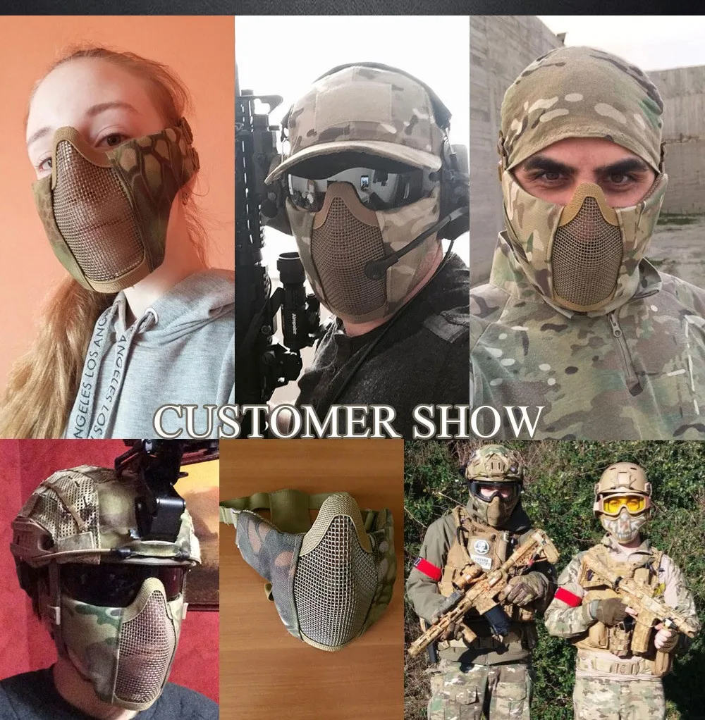 SINAIRSOFT Тактический Страйкбол Маска Шлем Половина Нижней Части Лица Металл Сталь Чистая Охота Защитный опора для Пейнтбол Маска CS