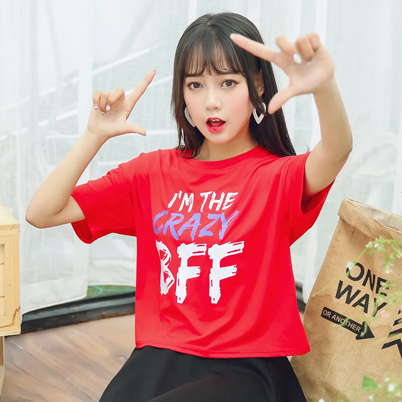 Лето 2019 новая Корейская версия женская красная одежда с короткими рукавами и