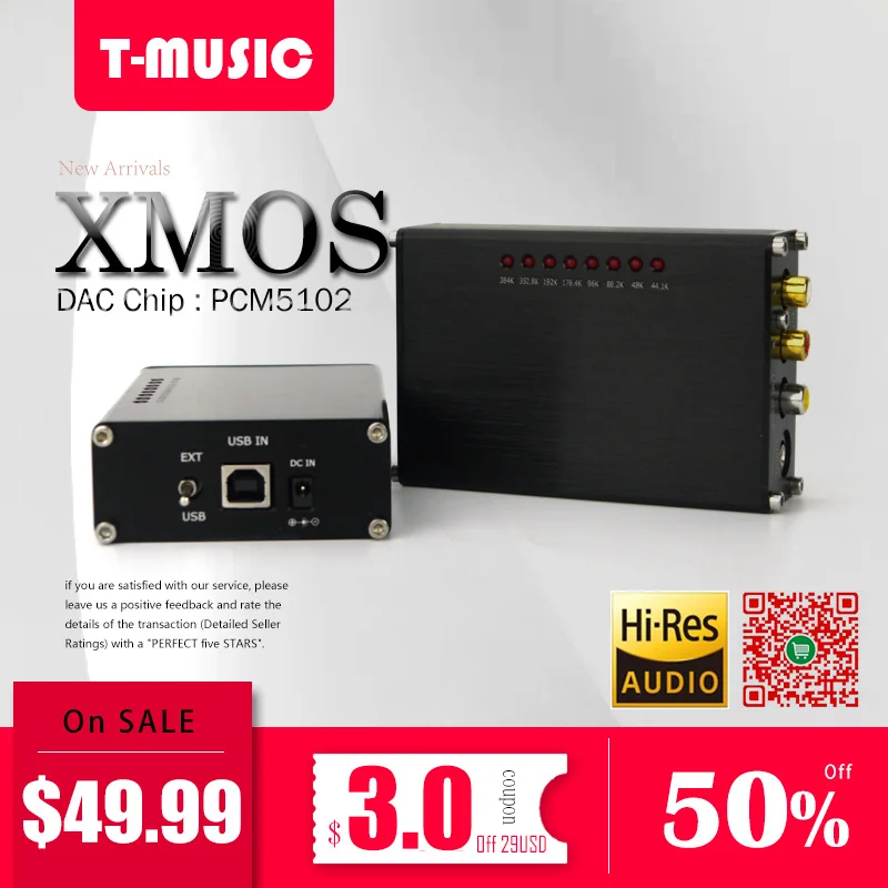 Hifi мини DAC PCM5102 XMOS USB DAC звуковая карта 384K 32 бит с выходом для наушников