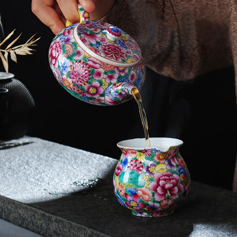 300 мл Jingdezhen бутики Семейные розы фарфоровые цветы чайный горшок искусственный