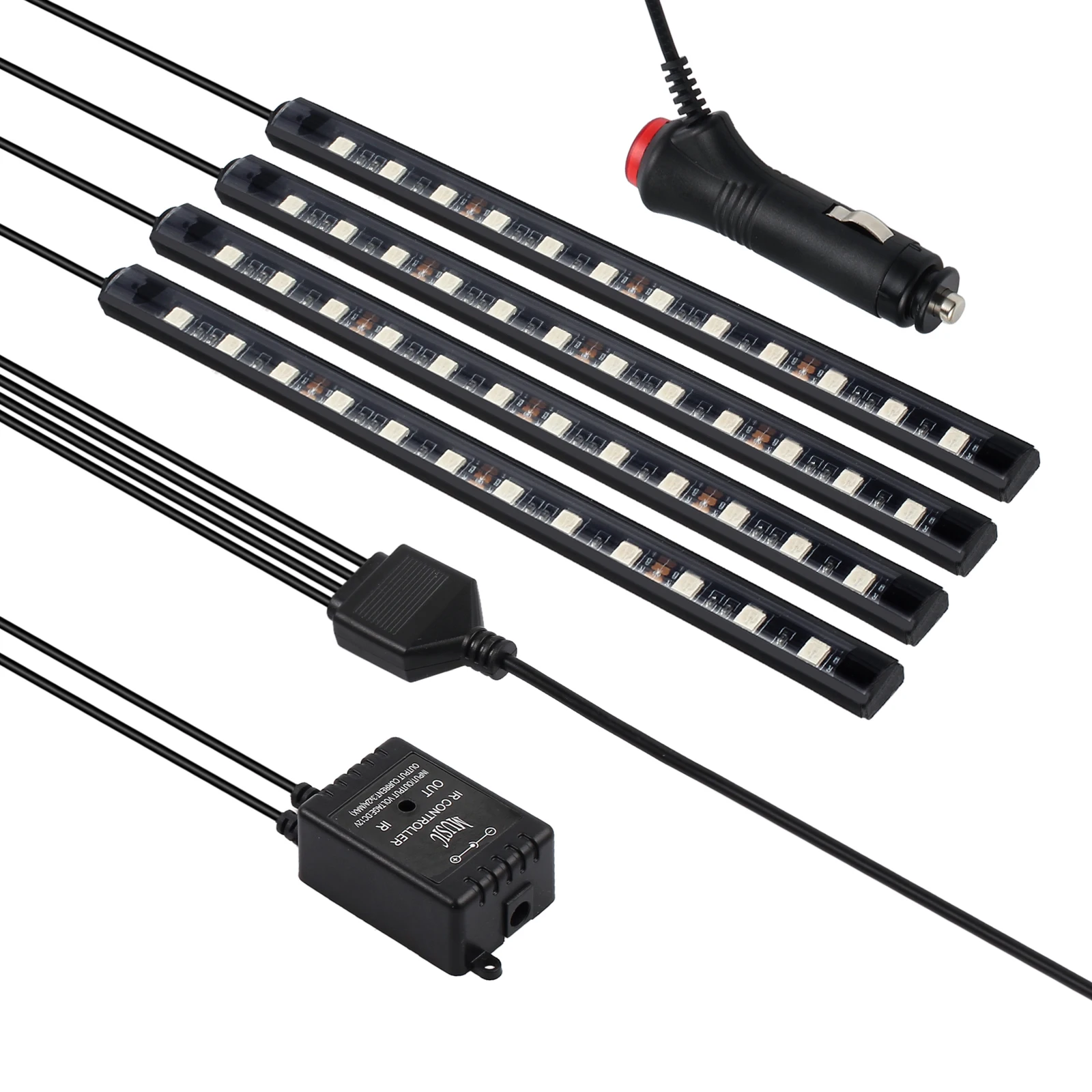 Justech 12V автомобильный интерьер RGB цветной светодиодный светильник беспроводной