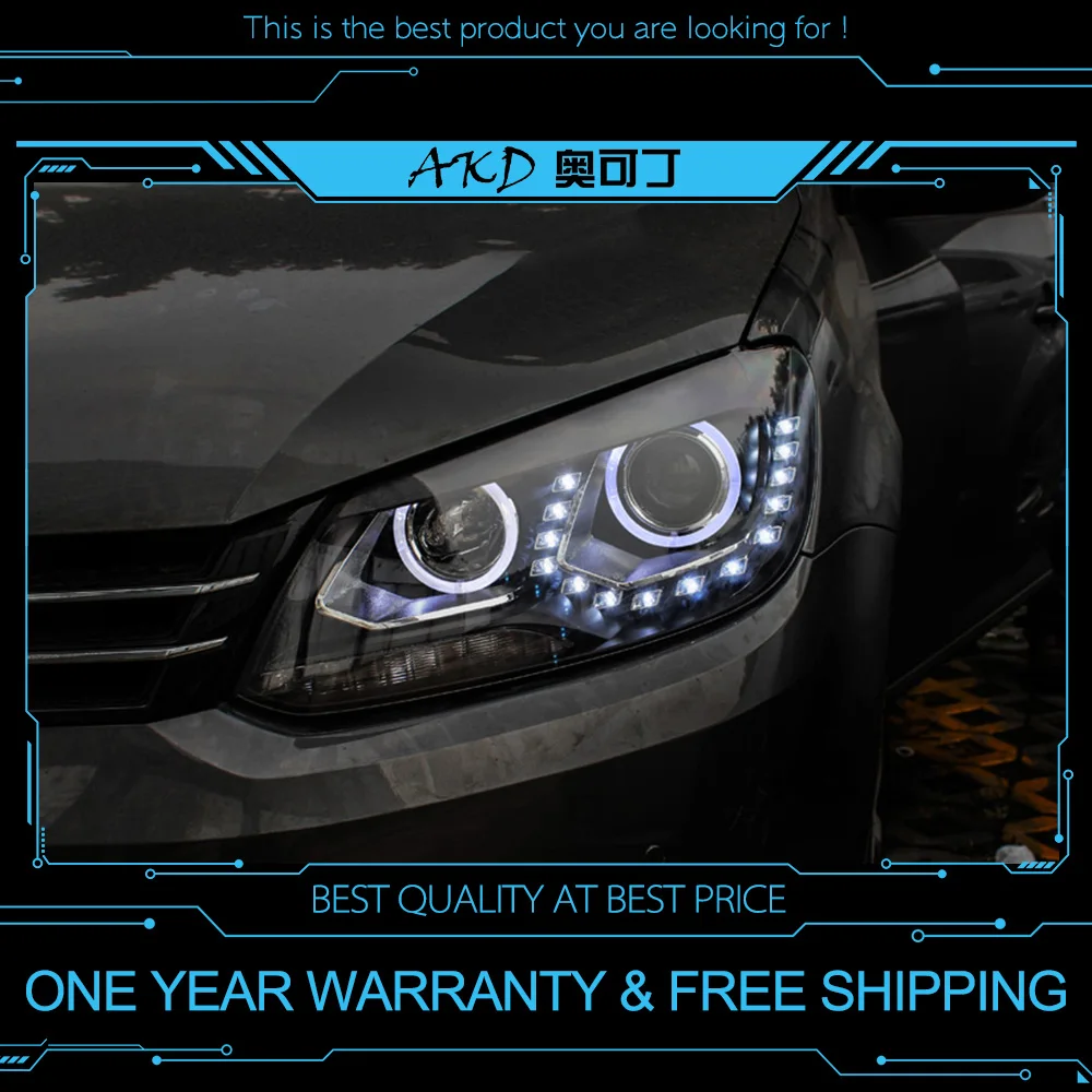 AKD Тюнинг автомобилей фары для VW Touran светодиодные фары DRL ходовые огни Биксеноновые лучи Противотуманные фары с ангельскими глазками Авто уровни