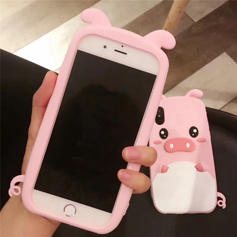 Чехол для iPhone 8 7 6 S Plus мягкие силиконовые 3d-чехлы с милыми мультяшными розовыми