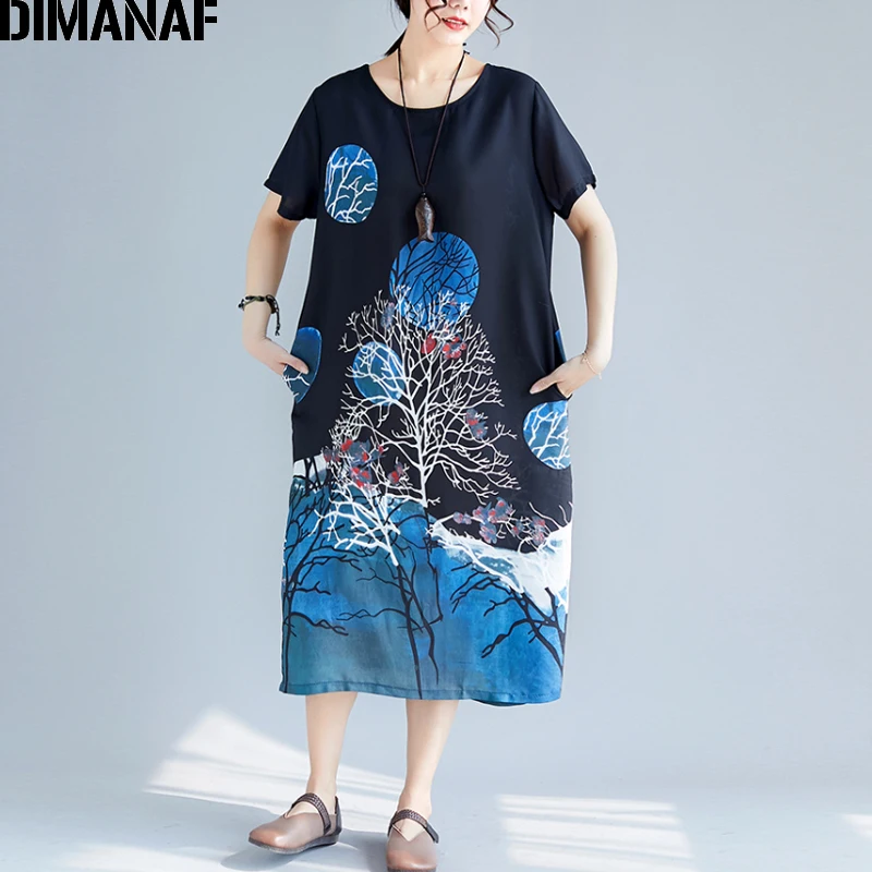 DIMANAF женское платье большого размера винтажные Большие размеры женские Vestidos