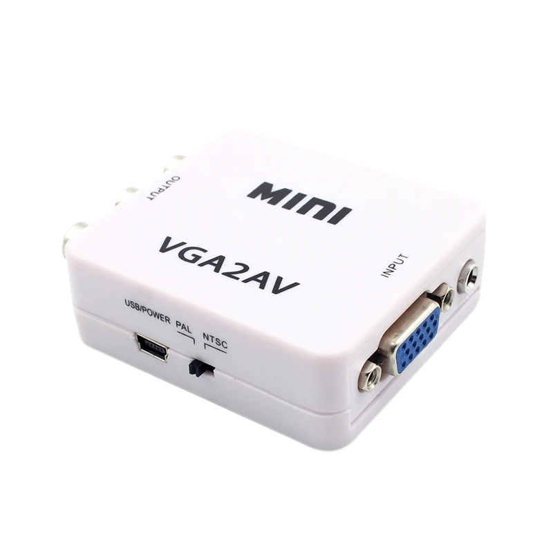 1080P мини VGA к RCA AV конвертер с 3,5 мм VGA 2AV/CVBS Аудио+ аудио к ПК HDTV конвертер#8