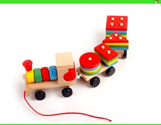 Бесплатная Доставка Форма маленький поезд (средний) деревянные игрушки
