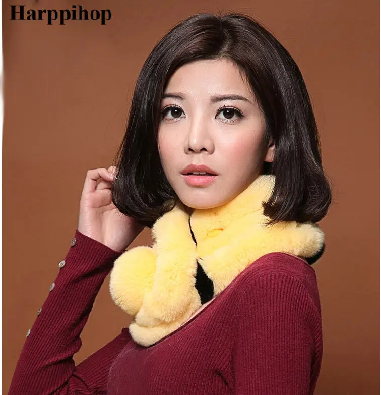 Женский зимний шарф из кроличьего меха Rex толстый теплый кролика корейский