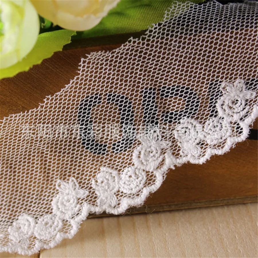 

15yard*4cm Embroidery Rose Lace Ribbon Cotton Lace for DIY Sewing Handmade Crafts Wedding Decor Fashion Sleeve Edge Accessories