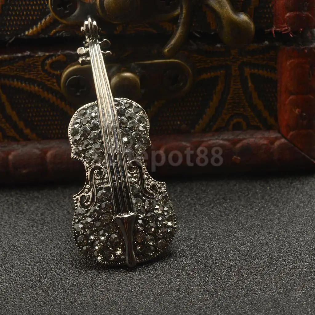 Модная креативная полнокристаллическая скрипичная музыкальная брошь для