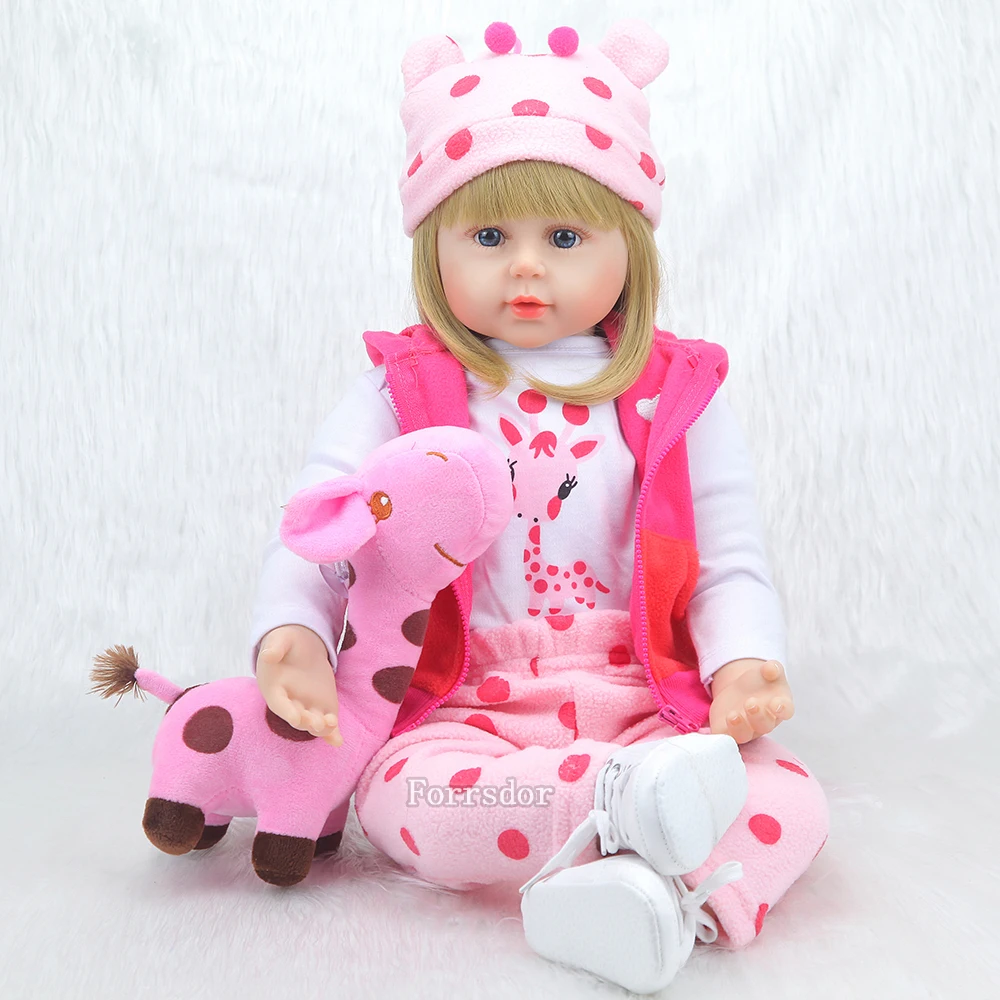 

New 22" Silicone Reborn Baby Girl Lifelike Reborn Baby Doll With Cuty Fawn Boneca Brinquedos Toys for Children Gifts Bebe Reborn