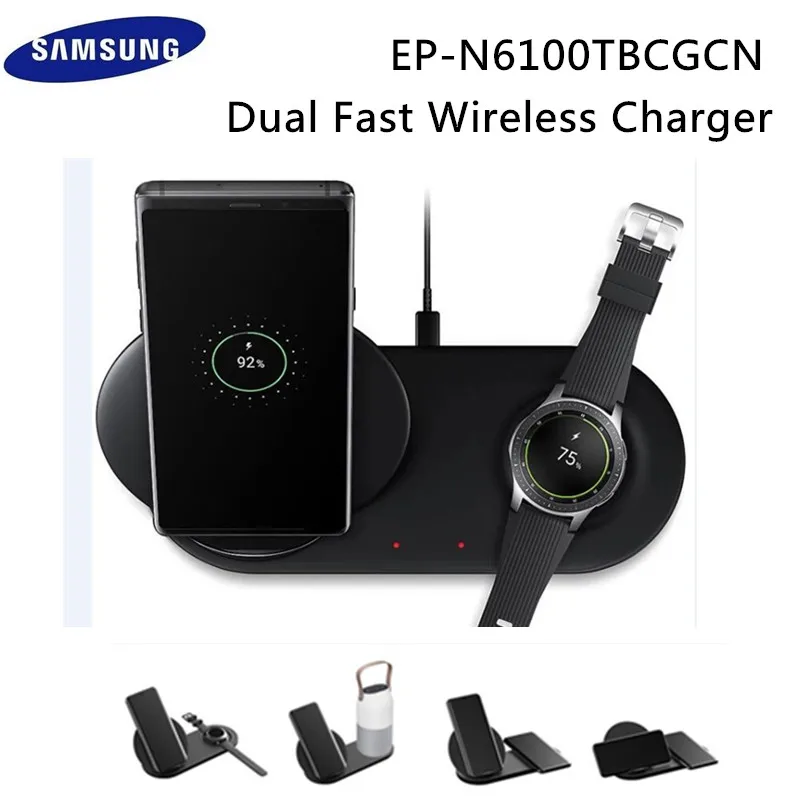 100% натуральная samsung Беспроводной Зарядное устройство Duo Док Двойной EP-N6100TBCGCN