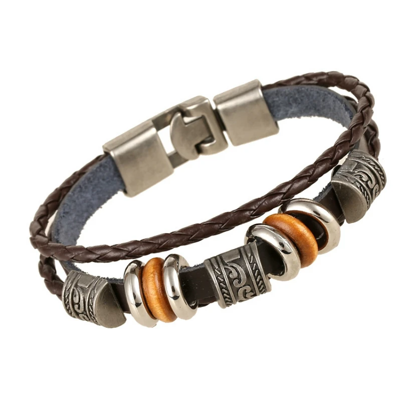 2017 Charms Europe and the United States Weaving Punk Bracelet Leather #C972 | Украшения и аксессуары