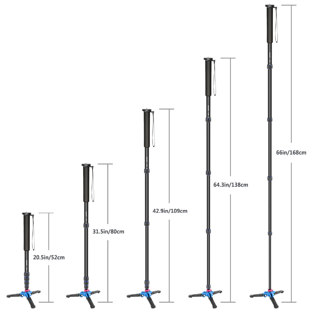 Монопод для камеры со съемным складным штативом алюминиевый сплав