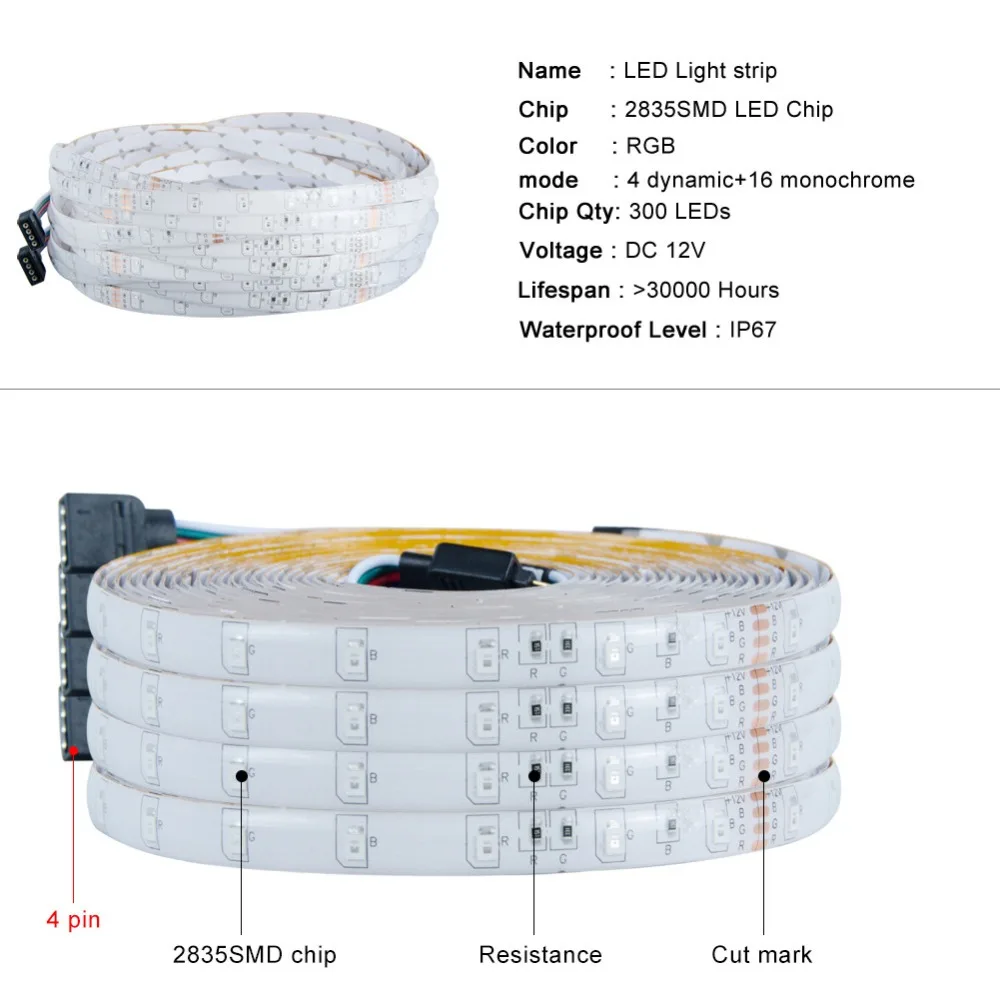 Светодиодная лента 2835 3528 SMD DC 12 В 60 светодиодов/м гибкая светодиодная