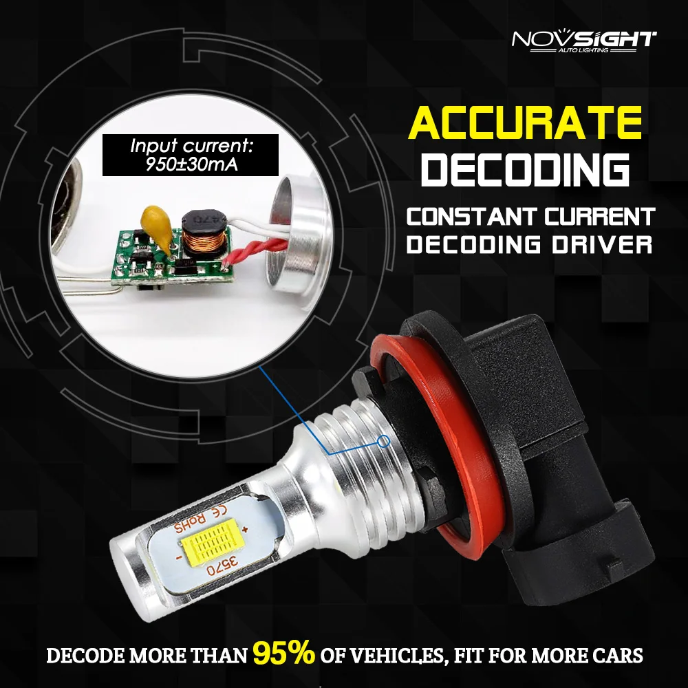 NOVSIGHT H11/H8/H9/H16JP Автомобильный светодиодный противотуманный светильник 1800LM Противотуманные фары для вождения автомобиля белый светильник 1800LM