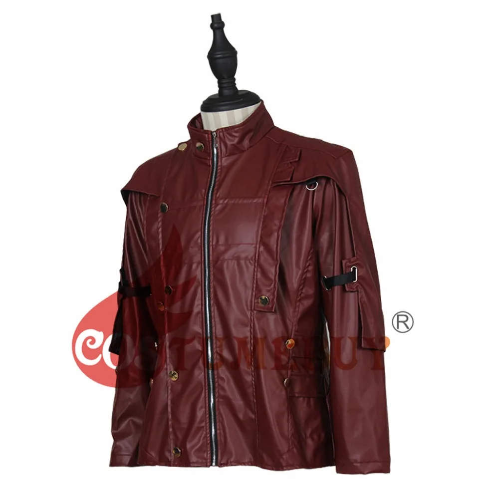 CostumeBuy стражи Галактики Косплей звезда-Лорд Питер Квилл красная куртка мужской костюм на Хэллоуин искусственная кожа короткая куртка пальто