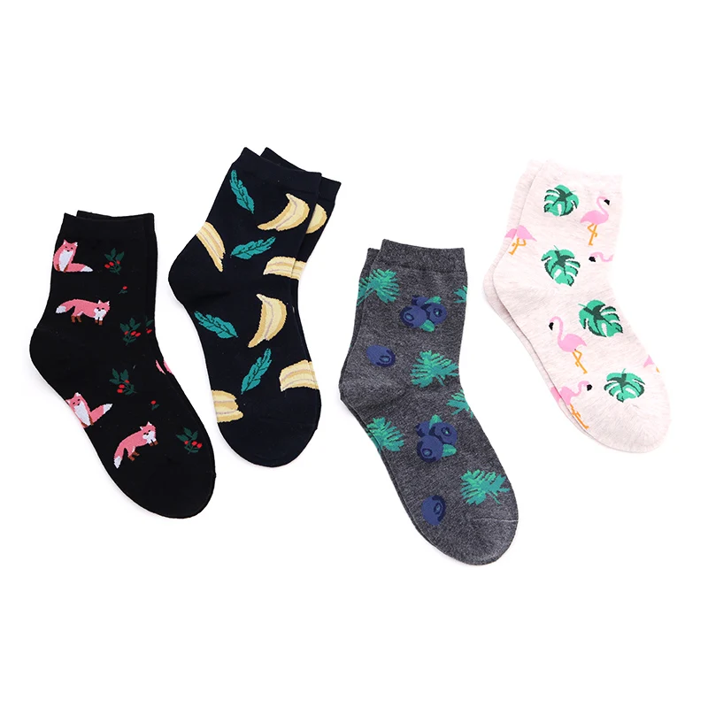 Распродажа, милые женские хлопковые носки с милым рисунком, Calcetines, животные/кактусы, растения, принт фламинго, жаккардовые корейские кактусы, забавные