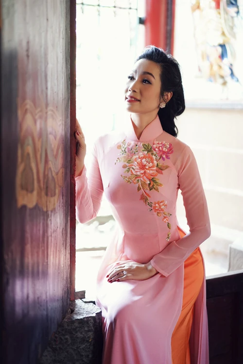 Aodai вьетнамская одежда cheongsam aodai вьетнамское платье вьетнамское традиционное платье cheongsam Современное женское aodai ao-dai розовое